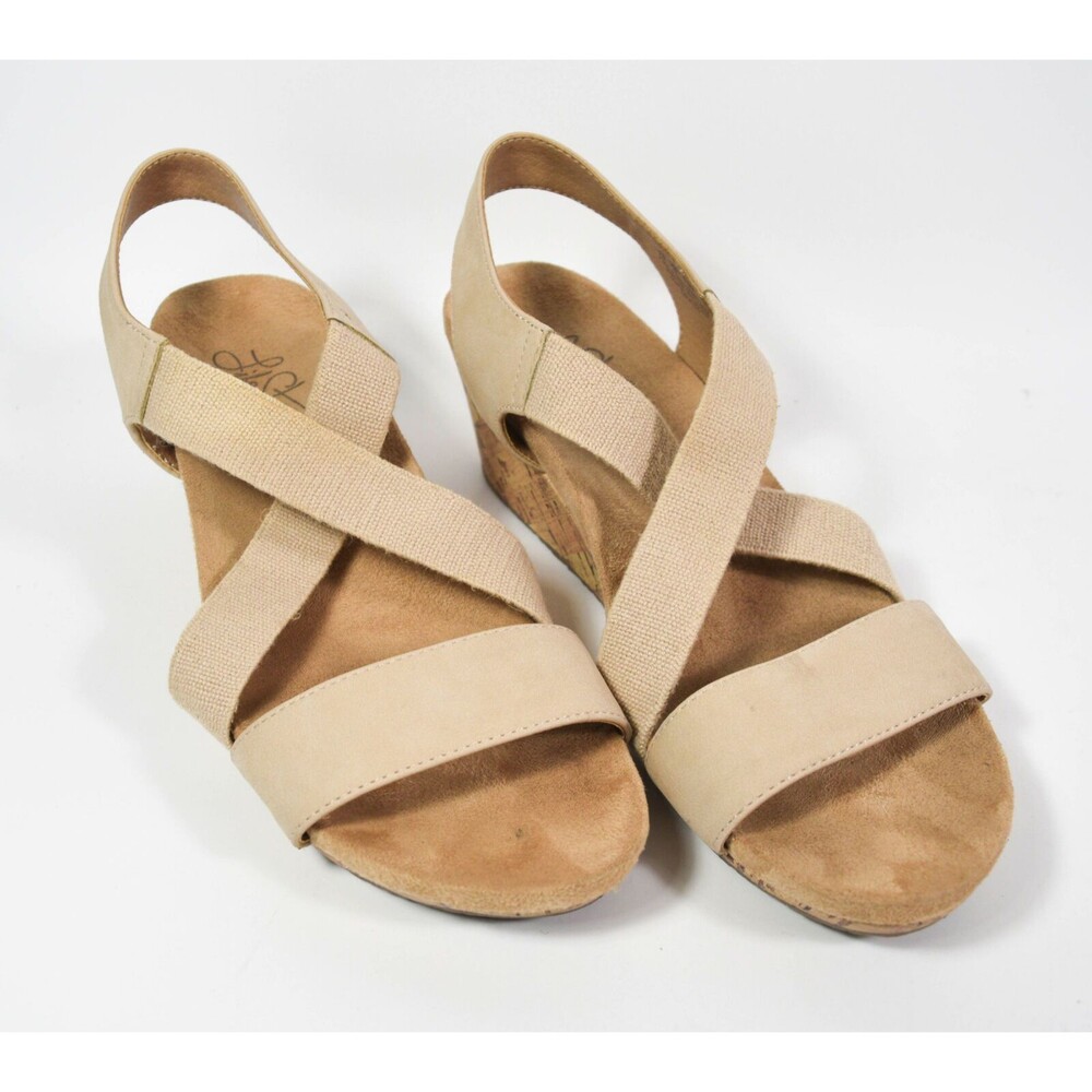LifeStride Soft System Mexico Wedge Sandals Beige Size 6.5M